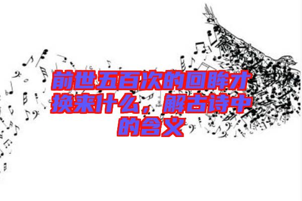 前世五百次的回眸才換來什么，解古詩中的含義