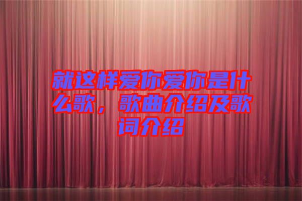 就這樣愛你愛你是什么歌，歌曲介紹及歌詞介紹