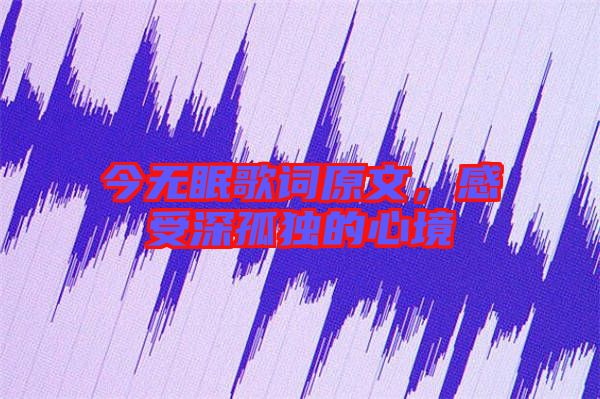 今無眠歌詞原文，感受深孤獨(dú)的心境