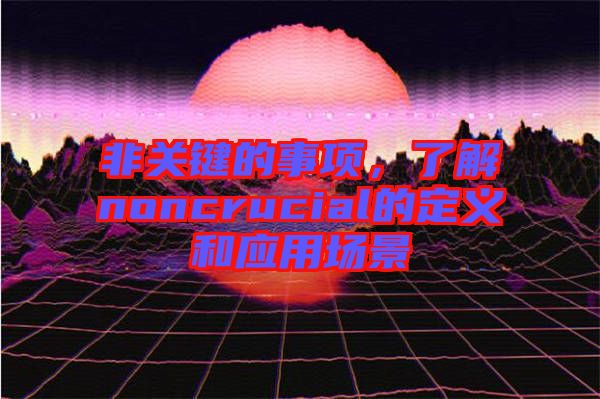 非關鍵的事項，了解noncrucial的定義和應用場景