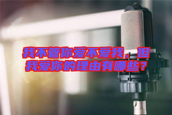 我不管你愛不愛我，但我愛你的理由有哪些？