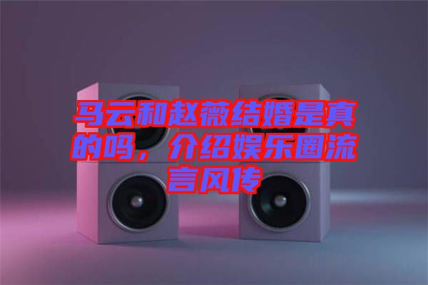 馬云和趙薇結(jié)婚是真的嗎，介紹娛樂圈流言風(fēng)傳