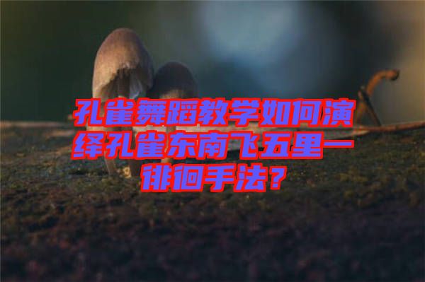 孔雀舞蹈教學如何演繹孔雀東南飛五里一徘徊手法？