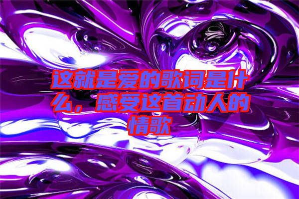 這就是愛的歌詞是什么，感受這首動人的情歌