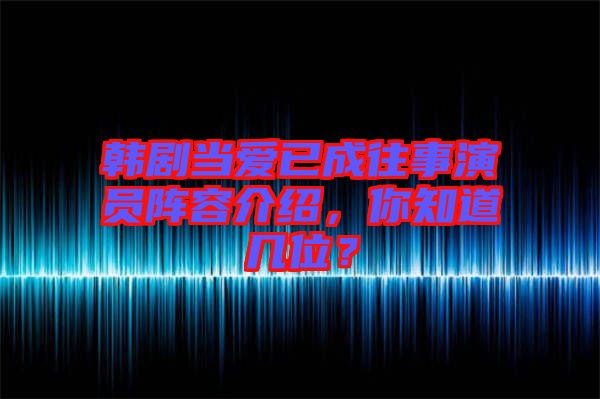 韓劇當(dāng)愛已成往事演員陣容介紹，你知道幾位？
