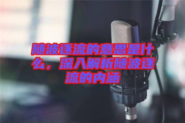 隨波逐流的意思是什么，深入解析隨波逐流的內(nèi)涵