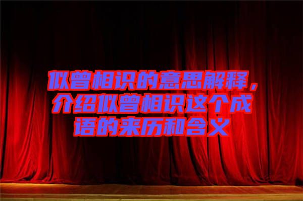 似曾相識(shí)的意思解釋，介紹似曾相識(shí)這個(gè)成語(yǔ)的來(lái)歷和含義