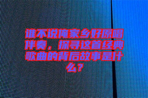 誰不說俺家鄉(xiāng)好原唱伴奏，探尋這首經(jīng)典歌曲的背后故事是什么？
