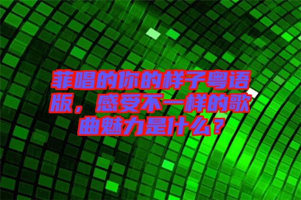 菲唱的你的樣子粵語版，感受不一樣的歌曲魅力是什么？