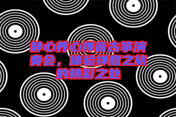 靜心養(yǎng)心禪音古箏演奏會(huì)，體驗(yàn)禪意之旅的精彩之處