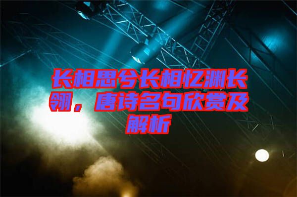 長(zhǎng)相思兮長(zhǎng)相憶淵長(zhǎng)翎，唐詩(shī)名句欣賞及解析