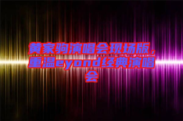黃家駒演唱會現(xiàn)場版，重溫eyond經(jīng)典演唱會