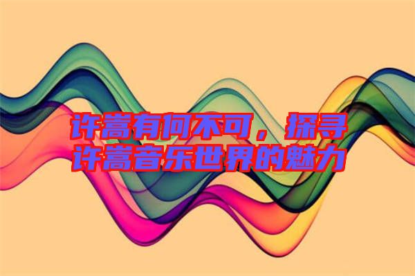 許嵩有何不可，探尋許嵩音樂世界的魅力