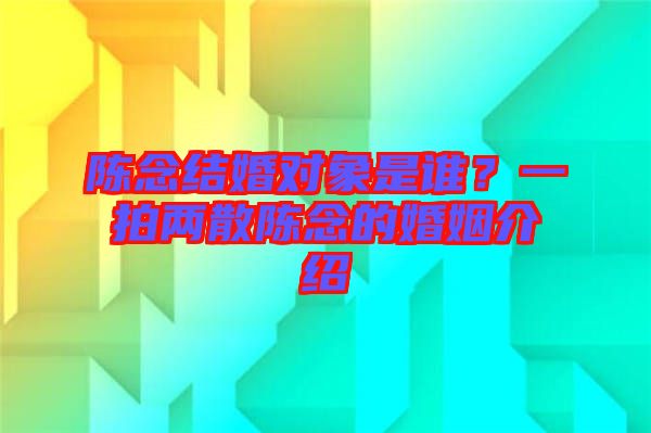 陳念結(jié)婚對(duì)象是誰(shuí)？一拍兩散陳念的婚姻介紹