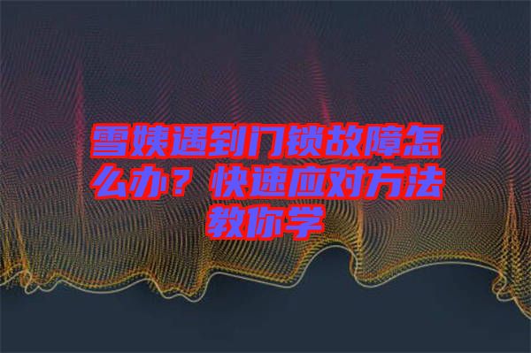 雪姨遇到門鎖故障怎么辦？快速應(yīng)對(duì)方法教你學(xué)