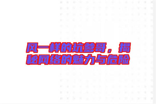 風(fēng)一樣的坑爹哥，揭秘網(wǎng)絡(luò)的魅力與危險(xiǎn)
