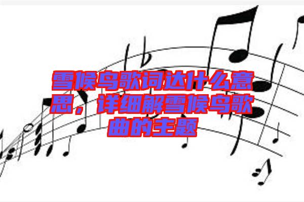 雪候鳥歌詞達(dá)什么意思，詳細(xì)解雪候鳥歌曲的主題