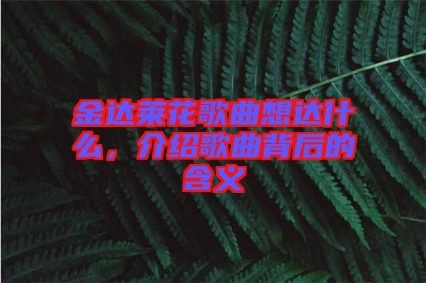 金達萊花歌曲想達什么，介紹歌曲背后的含義