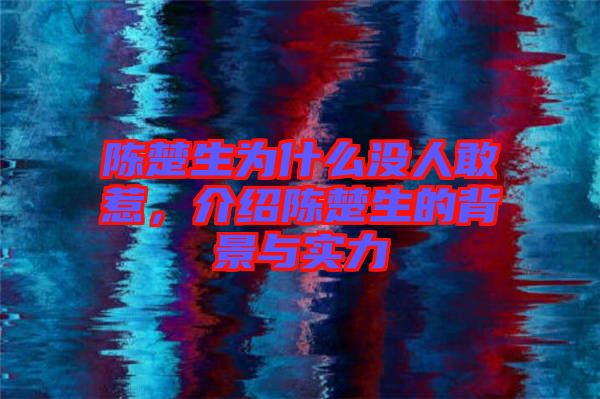 陳楚生為什么沒(méi)人敢惹，介紹陳楚生的背景與實(shí)力
