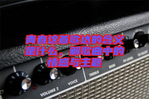 青春這首歌達(dá)的含義是什么，解歌曲中的情感與主題